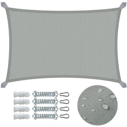 Vela Ombreggiante Impermeabile Rettangolare 3x2m con Kit di Fissaggio, Protezione uv 95%, Grigio - Vounot
