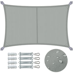 Vela Ombreggiante Impermeabile Rettangolare 3x4m con Kit di Fissaggio, Protezione uv 95%, Grigio - Vounot