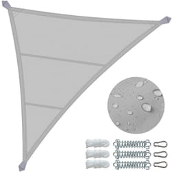 VOUNOT® Vela Ombreggiante Impermeabile Triangolare 5x5x5m con Kit di Fissaggio, Protezione UV 95%, Grigio Chiaro