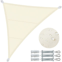 Vela Ombreggiante Impermeabile Triangolare 5x5x5m con Kit di Fissaggio, Protezione uv 95%, Beige - Vounot