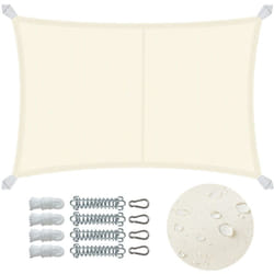 Vela Ombreggiante Impermeabile Rettangolare 3x4m con Kit di Fissaggio, Protezione uv 95%, Beige - Vounot