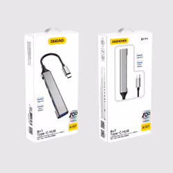 DUDAO A16T 4-in-4 USB-C Hub Cablato USB 3.2 Gen 1 (3.1 Gen 1) Type-C Grigio
