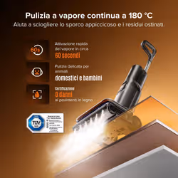 Roborock F25 Steam Lavapavimenti per Umido e Secco con Vapore fino a 180°C, 25.000 Pa, Autopulizia Intelligente con Asciugatura a 95°C, Zero Grovigli JawScrapers™, 180° UltraPiatto FlatReach™ 2.0, Fino a 80 Minuti di Autonomia - Vista aggiuntiva 2
