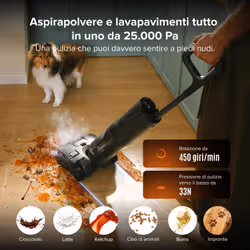 Roborock F25 Steam Lavapavimenti per Umido e Secco con Vapore fino a 180°C, 25.000 Pa, Autopulizia Intelligente con Asciugatura a 95°C, Zero Grovigli JawScrapers™, 180° UltraPiatto FlatReach™ 2.0, Fino a 80 Minuti di Autonomia - Vista aggiuntiva 4