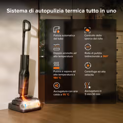 Roborock F25 Steam Lavapavimenti per Umido e Secco con Vapore fino a 180°C, 25.000 Pa, Autopulizia Intelligente con Asciugatura a 95°C, Zero Grovigli JawScrapers™, 180° UltraPiatto FlatReach™ 2.0, Fino a 80 Minuti di Autonomia - Vista aggiuntiva 8