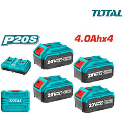 Kit set 4PZ batterie 4Ah + caricabatterie rapido doppio P20S ioni al litio Total