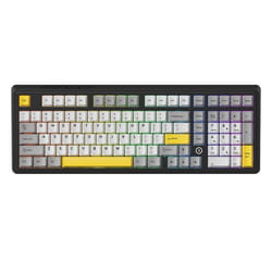 AJAZZ AK980 V2 tastiera Universale USB + RF Wireless + Bluetooth QWERTY Nero, Grigio, Giallo