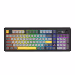 AJAZZ AK980 V2 tastiera Universale USB + RF Wireless + Bluetooth QWERTY Nero, Grigio, Giallo - Vista aggiuntiva 2