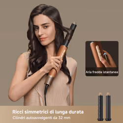 Dreame AirStyle Pro 7-in-1, Asciugatura Rapida, 2 Cilindri Arricciacapelli, Volume e Styling, Riduzione Crespo, Confezione in Pelle, Sistema Magnetico per Accessori