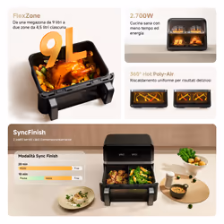 MOVA Tech FD20 PRO Doppia 9 L Indipendente 2700 W Friggitrice ad aria calda Nero - Vista aggiuntiva 4