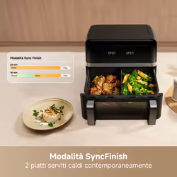 MOVA Tech FD20 PRO Doppia 9 L Indipendente 2700 W Friggitrice ad aria calda Nero - Vista aggiuntiva 5
