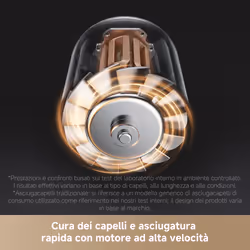 MOVA Tech Shine 10 Silver Edition Asciugacapelli ad alta velocità 110.000 giri/min con tecnologia AeroBlossom™, flusso 65 m/s, monitoraggio NTC 1000 t/s, tecnologia al plasma e funzionamento < 58 dB e design Argento - Vista aggiuntiva 5