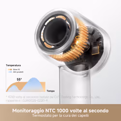 MOVA Tech Shine 10 Gold Edition Asciugacapelli premium ad alta velocità 110.000 giri/min con tecnologia AeroBlossom™, controllo termico NTC, modalità bambini, flusso 65 m/s e design oro - Vista aggiuntiva 5