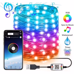 Striscia Led Bluetooth Rgb Alimentazione Tramite Usb 10M Ip65