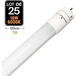 Europalamp - 25 Tubi Neon led 18W 120cm 120cm T8 Blanc Froid 6000K Gamme Pro