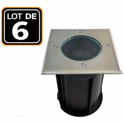 Lot de 6 Spots Encastrable de Sol Carré INOX 304 Pour GU10 Idéal pour un éclairage de terrasse ou de tous type d'extérieur Il ...
