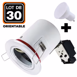 X30 Supports Spot BBC Blanc avec Douille GU10 Ce support de spot spécialement conçu pour le respect du label BBC (Batiment Ba ...