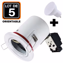 X5 Supports Spot BBC Blanc avec Douille GU10 Ce support de spot spécialement conçu pour le respect du label BBC (Batiment Bas ...