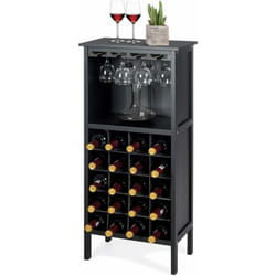 Costway - Cantinetta Portabottiglie in Legno, Scaffale per Vino con Portabicchiere/Calici, Portavino per 20 Bottiglie e 4 Calici, 42 x 24,5 x 96 cm