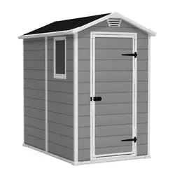 Casetta Da Giardino In Resina 130x192x198H Cm Manor 4x6 Grigio Keter Con Finestra