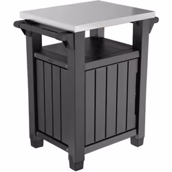 Questo tavolo da esterno multifunzione Keter Unity per il barbecue offre 150 L di spazio di stoccaggio. Il piano di lavoro in ...