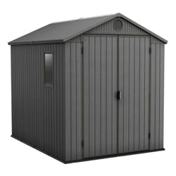 Keter - Darwin - Capanno da giardino a doppia porta, 1,8 x 2,4 m, effetto legno Evotech+, non sbiadisce, resistente alle intemperie, sicuro e sicuro,