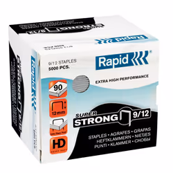 Rapid 9/12, Pacchetto di punti, 1,2 cm, 5000 punti, 9/12, Acciaio inox, 90 fogli