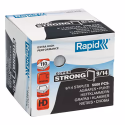 Rapid 9/14, Pacchetto di punti, 1,4 cm, 5000 punti, 9/14, Acciaio inox, 110 fogli