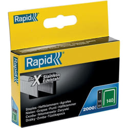 Rapid - Graffe in acciaio inox a filo piatto n. 140 - Lunghezza gamba 10 mm - Punte affilate Blister da 2000 punti - Peso: 0,26 kg