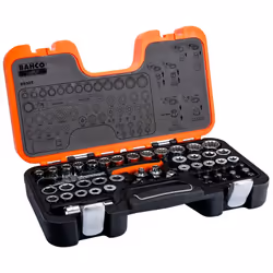 Set di bussole passanti con cricchetto a testa snodata/adattatori BAHCO S530T - Acciaio legato ad alte prestazioni - Finitura ...