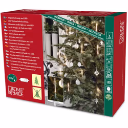 Konstsmide 1167-000 / Catena per albero LED slim line 10 grandi candele con supporto ed interruttore / 20 diodi bianco caldo ...