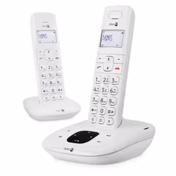 Doro Comfort 1015 Duo, Telefono DECT, Telefono con vivavoce, 50 voci, Identificatore di chiamata, Bianco