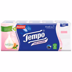 Tempo Fazzoletti Pelli Sensibili 10x9 pz Salviette