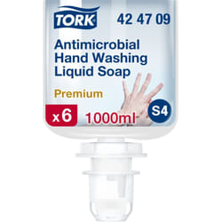 Tork - sapone liquido antibatterico igienizzante mani S4, dermatologicamente testato, 6 × 1.000 ml, 424709