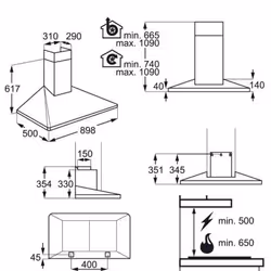 Electrolux EFF90462OK cappa aspirante Cappa aspirante a parete Nero 603 m³/h
