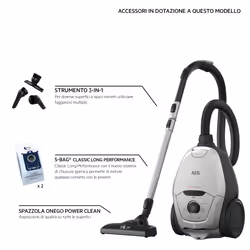AEG Aspirapolvere con sacco, VX82-1-2MG, Silenzioso 57 dB, 3,5L Capacità sacco, Potente 600 W, Aspirapolvere con traino, Sacchetto per la polvere, Nero e Grigio - Vista aggiuntiva 2