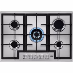 AEG HGB75400SM, Acciaio inox, Da incasso, 75 cm, Gas, Acciaio inox, 5 Fornello(i)