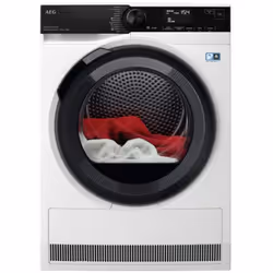 AEG TR9HG94B, Libera installazione, Caricamento frontale, Pompa di calore, Nero, Bianco, Manopola, Nero, Trasparente
