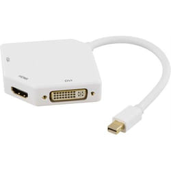 Deltaco DP-MULTI2 cavo e adattatore video 0,15 m Mini DisplayPort DVI-D + VGA (D-Sub) + HDMI Bianco