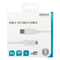 Deltaco USBC-1011M cavo USB USB 2.0 2 m USB A Bianco