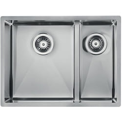 Lavello zeffiro F3' 2 vasche sinistre acciaio inox, incasso slim - sottotop - filotop 58,5X44 prof. 19