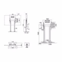 Multibrackets 2579 Supporto per display espositivi 2,79 m (110") Nero - Vista aggiuntiva 5