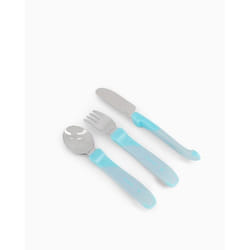 Twistshake Learn Cutlery Stainless Set di posate per bambini Blu Polipropilene (PP), Acciaio inox, Elastomero Termoplastico (TPE)