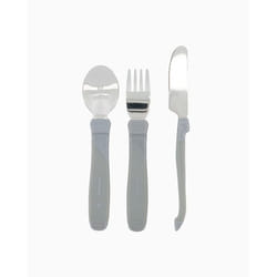 Twistshake Learn Cutlery Stainless 12 Monate / Grey Set di posate per bambini Grigio Polipropilene (PP), Elastomero Termoplastico (TPE), Acciaio inox
