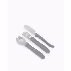 Twistshake Learn Cutlery Stainless 12 Monate / Grey Set di posate per bambini Grigio Polipropilene (PP), Elastomero Termoplastico (TPE), Acciaio inox