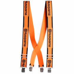 Husqvarna Hosenträger Metallclips, Bretella a X, Adulto, Nero, Arancione, Chiusura a clip
