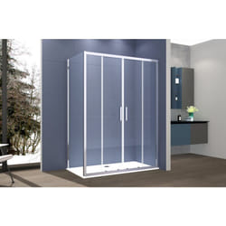 Box Doccia 2 lati 90x190 cm fisso + porta scorrevole apertura centrale H195 cm gaia Cromato