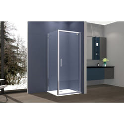 Box doccia 2 lati 90x70 cm fisso + porta 1 battente H195 cm viola Cromato