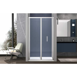 Box doccia 120 cm a soffietto apertura laterale a libro H195 cm chiara Cromato