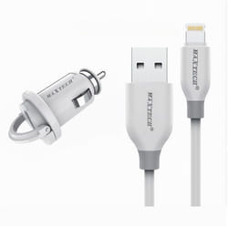 Maxtech - Kit Caricabatterie Lightning 1mt Ricarica Auto Cavo Dati 10 Watt Ma-ip03 -